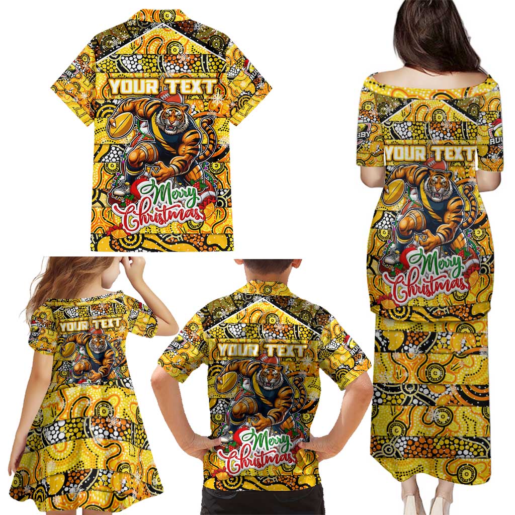 Custom Richmond Tigers Football Merry Christmas Family Matching Puletasi and Hawaiian Shirt Indigenous Australian Art