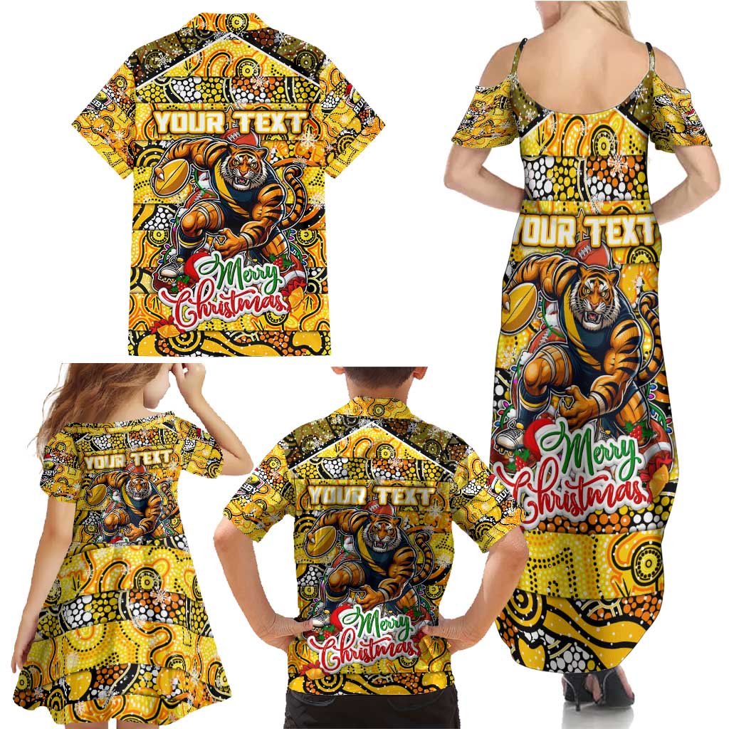 Custom Richmond Tigers Football Merry Christmas Family Matching Summer Maxi Dress and Hawaiian Shirt Indigenous Australian Art