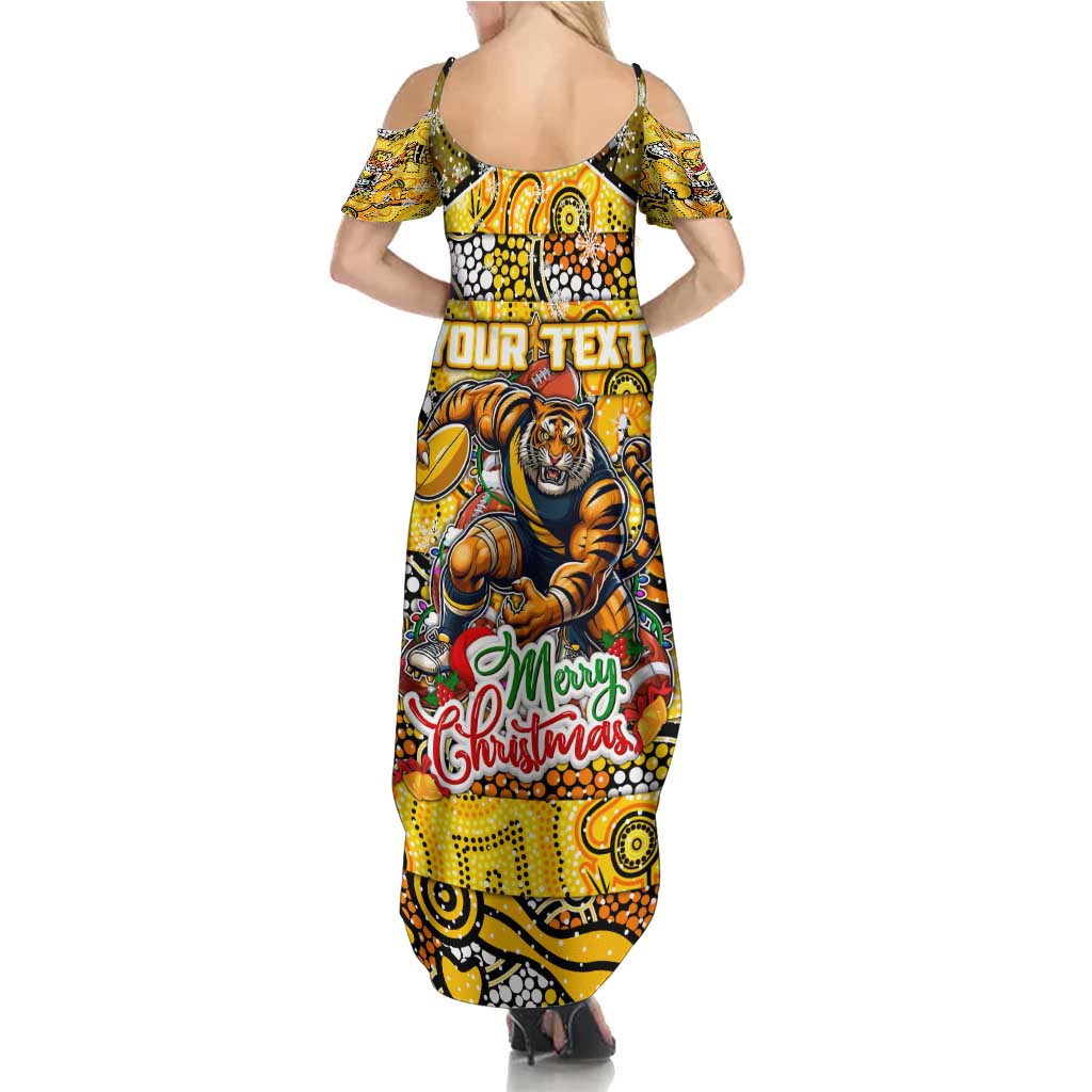 Custom Richmond Tigers Football Merry Christmas Family Matching Summer Maxi Dress and Hawaiian Shirt Indigenous Australian Art
