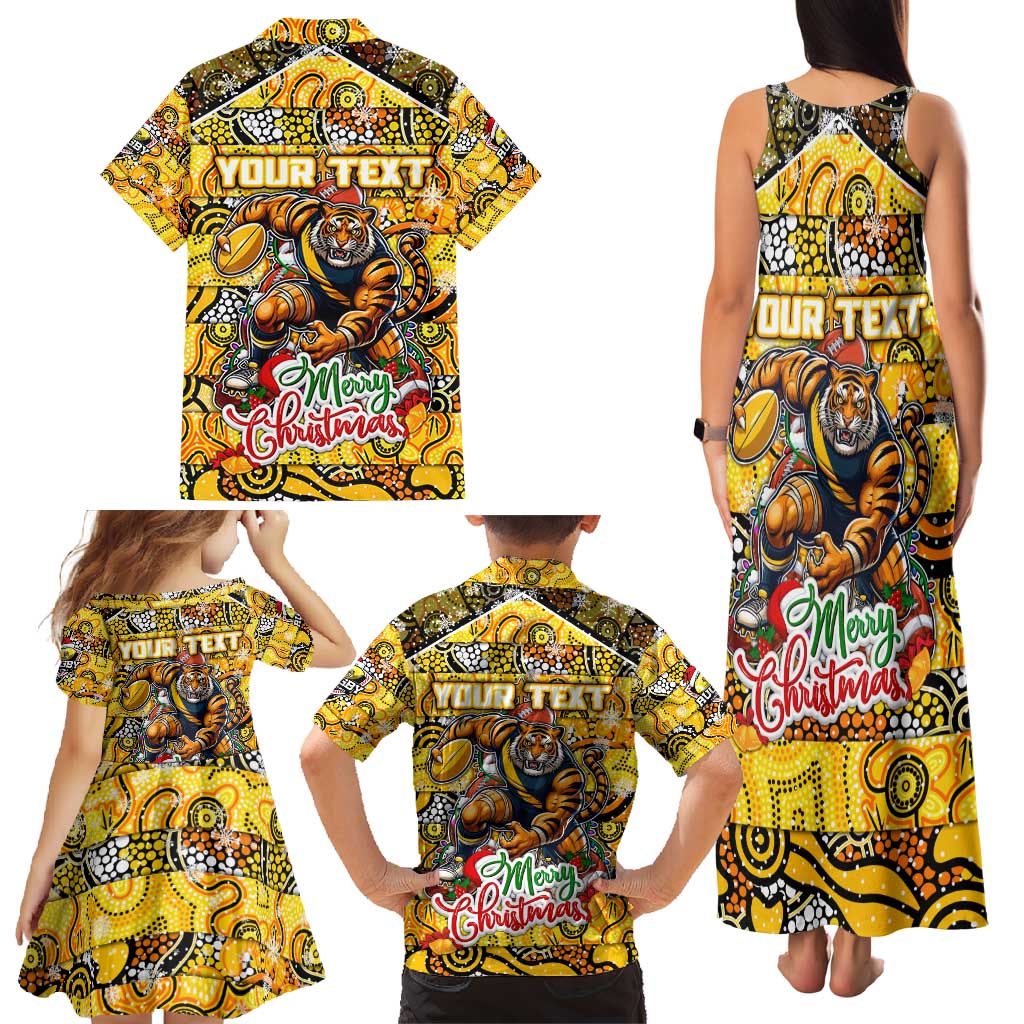 Custom Richmond Tigers Football Merry Christmas Family Matching Tank Maxi Dress and Hawaiian Shirt Indigenous Australian Art