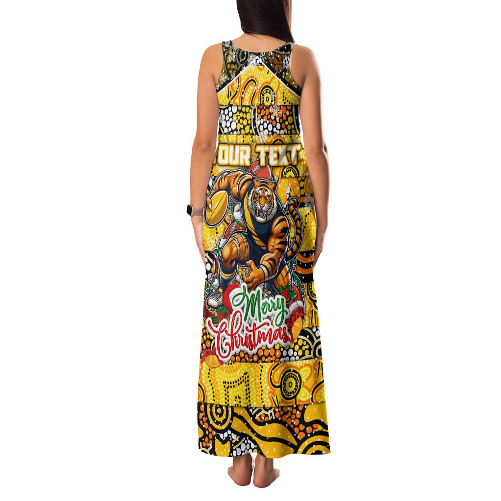 Custom Richmond Tigers Football Merry Christmas Family Matching Tank Maxi Dress and Hawaiian Shirt Indigenous Australian Art