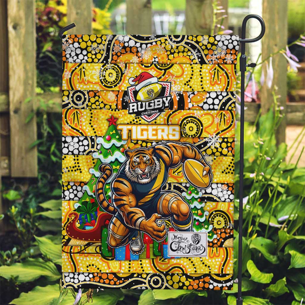 Richmond Tigers Football Merry Christmas Garden Flag Indigenous Australian Art - Vibe Hoodie Shop