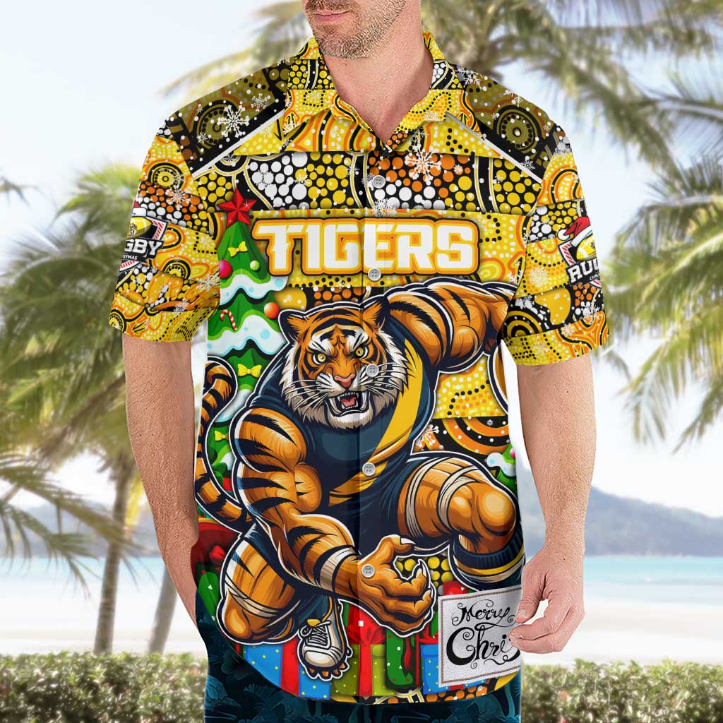 Custom Richmond Tigers Football Merry Christmas Hawaiian Shirt Indigenous Australian Art - Vibe Hoodie Shop