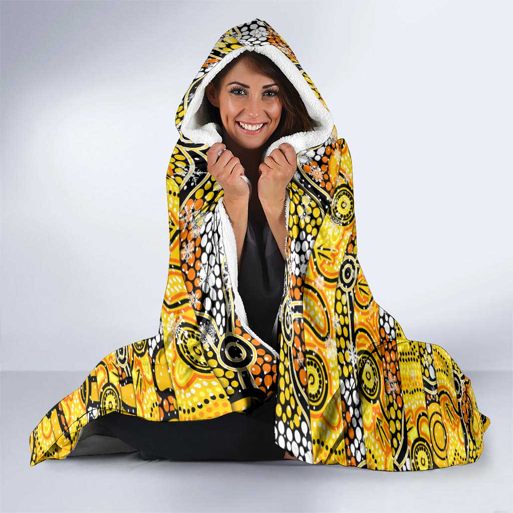 Richmond Tigers Football Merry Christmas Hooded Blanket Indigenous Australian Art
