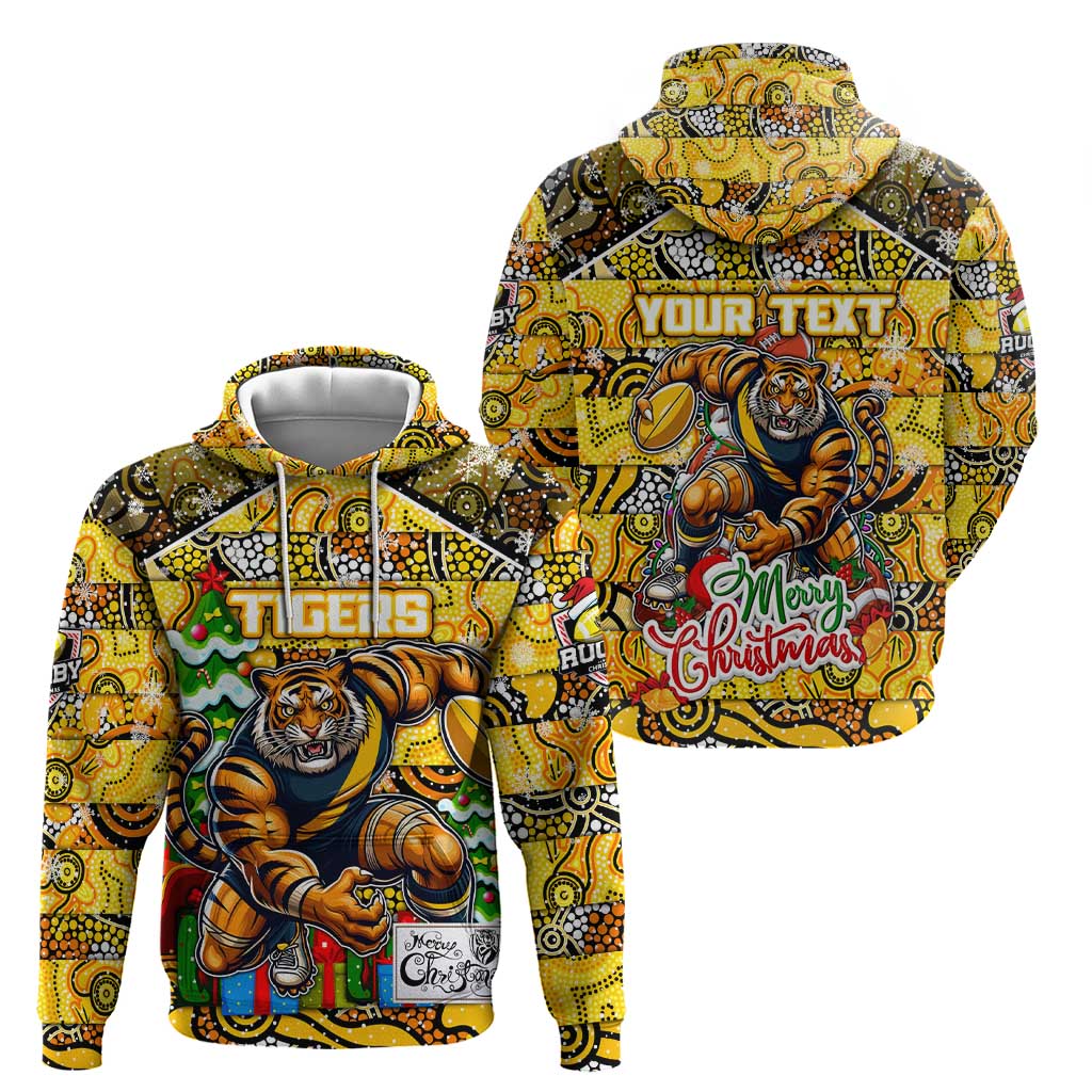 Custom Richmond Tigers Football Merry Christmas Hoodie Indigenous Australian Art - Vibe Hoodie Shop