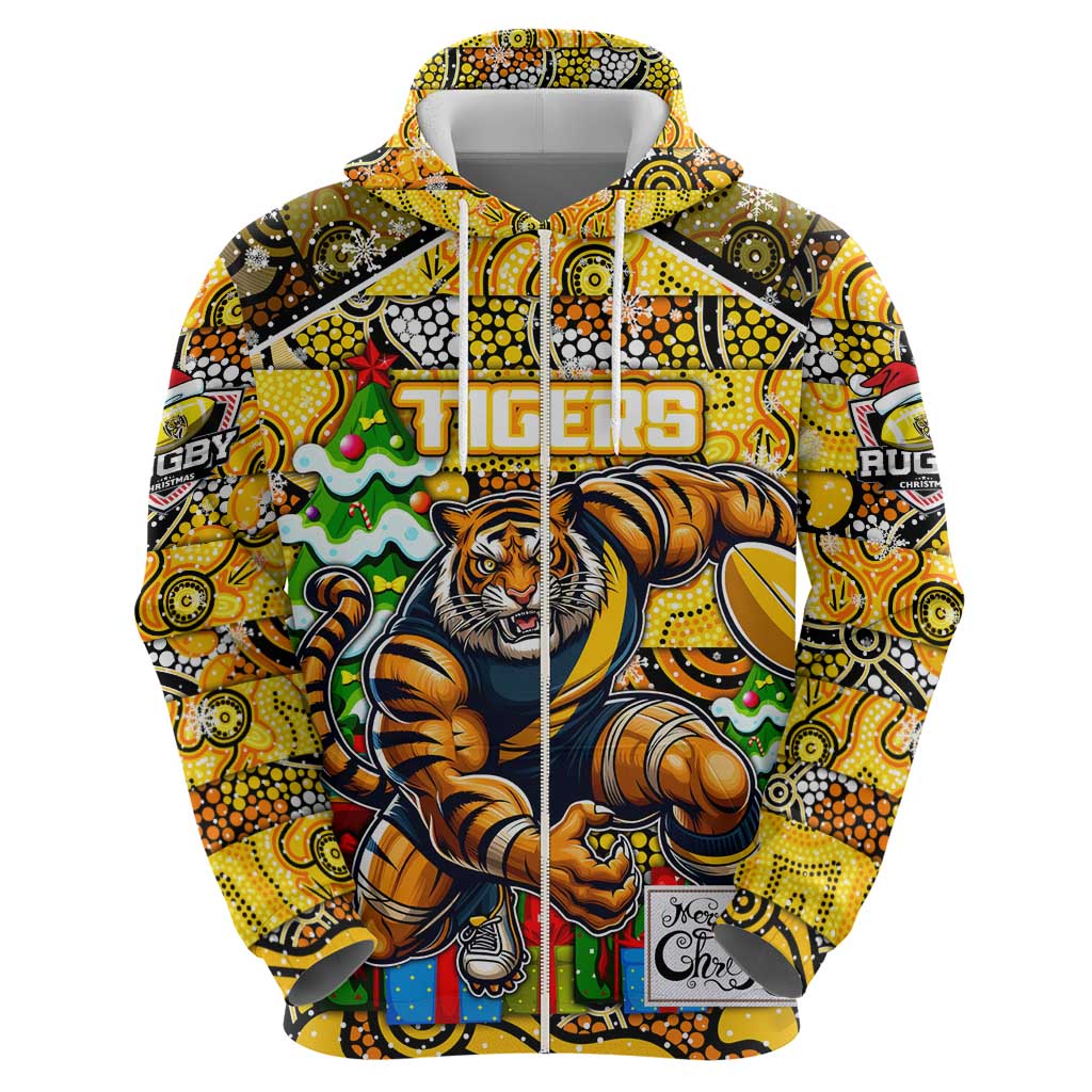 Custom Richmond Tigers Football Merry Christmas Hoodie Indigenous Australian Art - Vibe Hoodie Shop