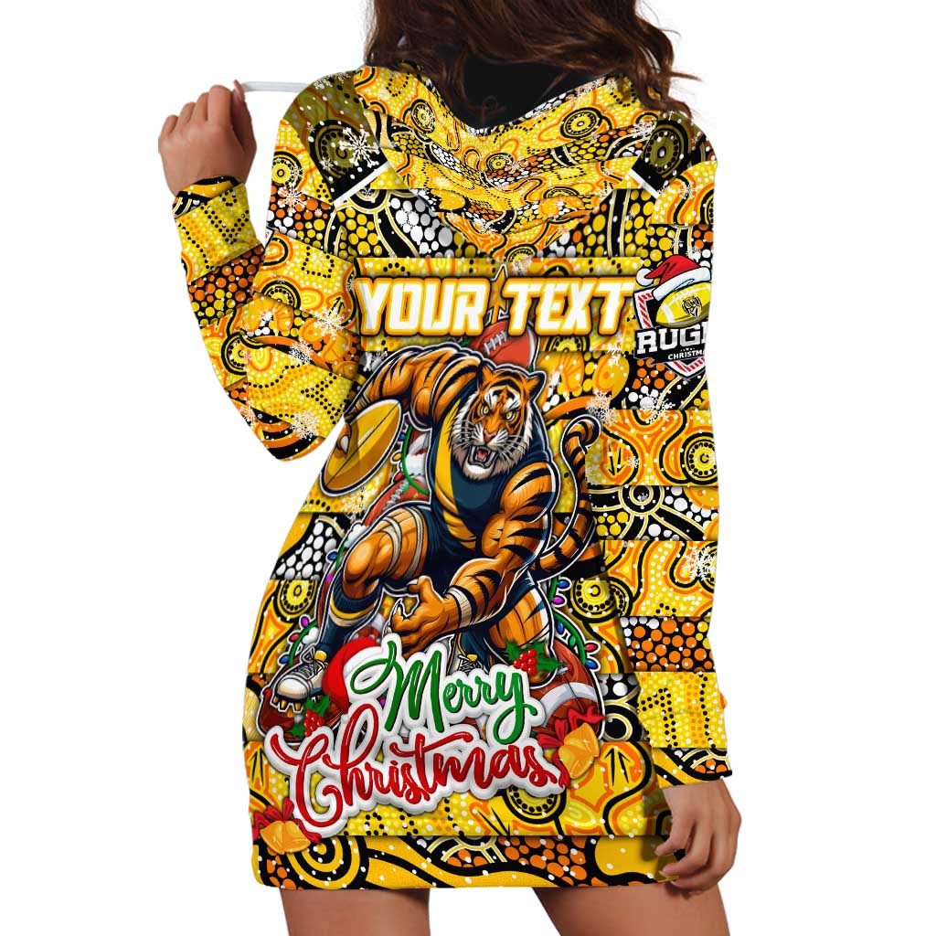 Custom Richmond Tigers Football Merry Christmas Hoodie Dress Indigenous Australian Art - Vibe Hoodie Shop