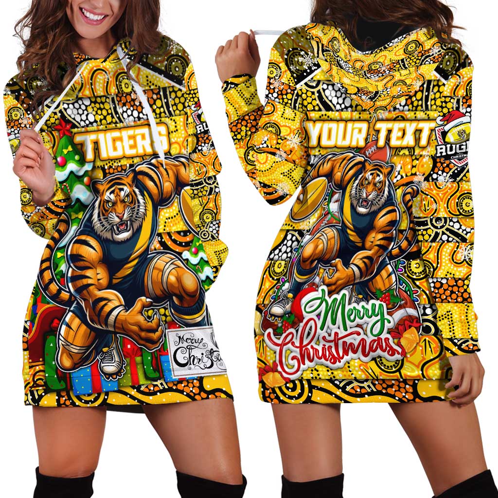 Custom Richmond Tigers Football Merry Christmas Hoodie Dress Indigenous Australian Art - Vibe Hoodie Shop