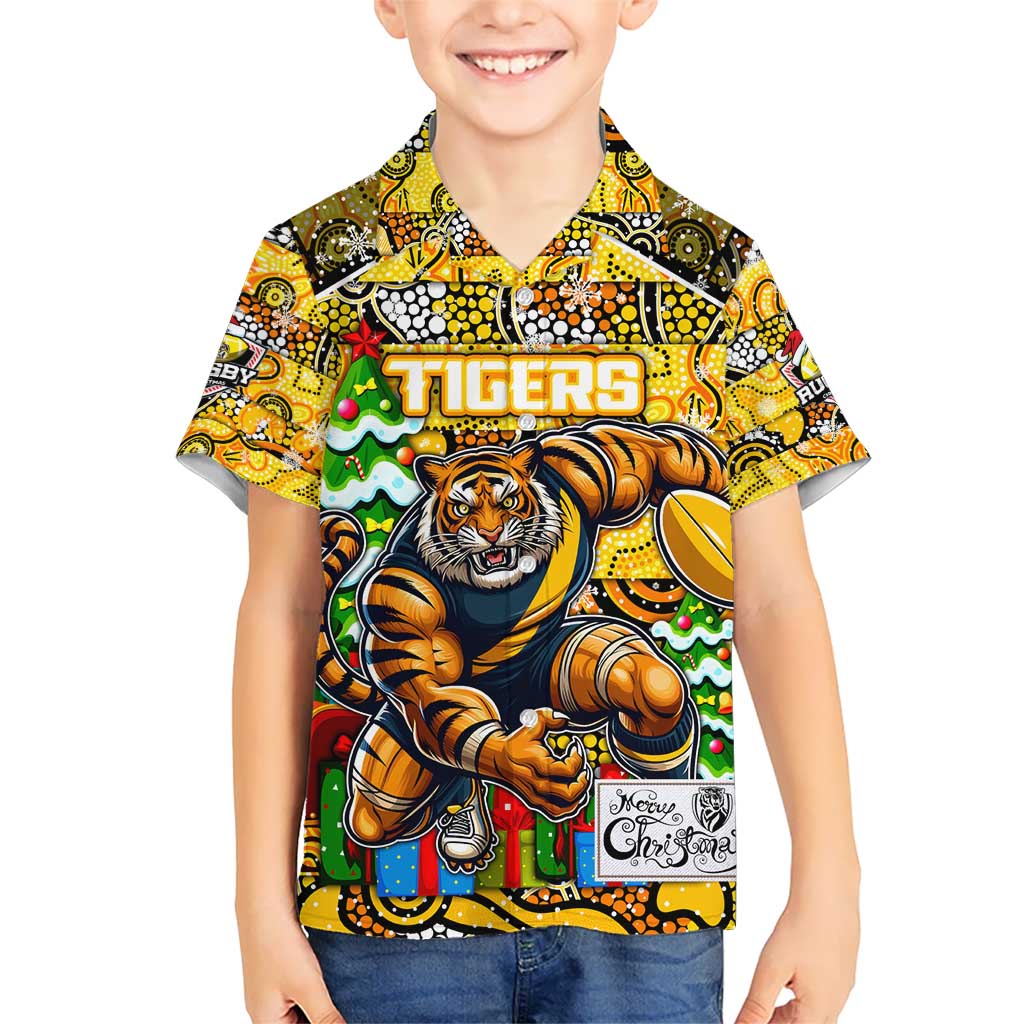 Custom Richmond Tigers Football Merry Christmas Kid Hawaiian Shirt Indigenous Australian Art