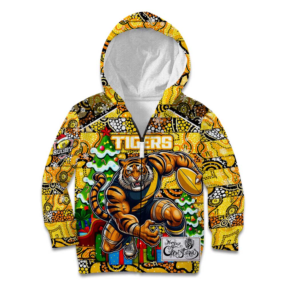 Custom Richmond Tigers Football Merry Christmas Kid Hoodie Indigenous Australian Art - Vibe Hoodie Shop
