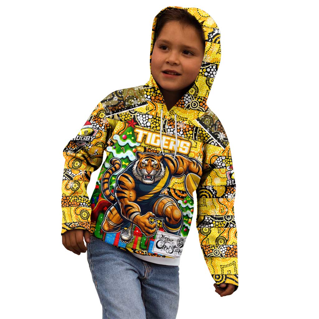 Custom Richmond Tigers Football Merry Christmas Kid Hoodie Indigenous Australian Art - Vibe Hoodie Shop