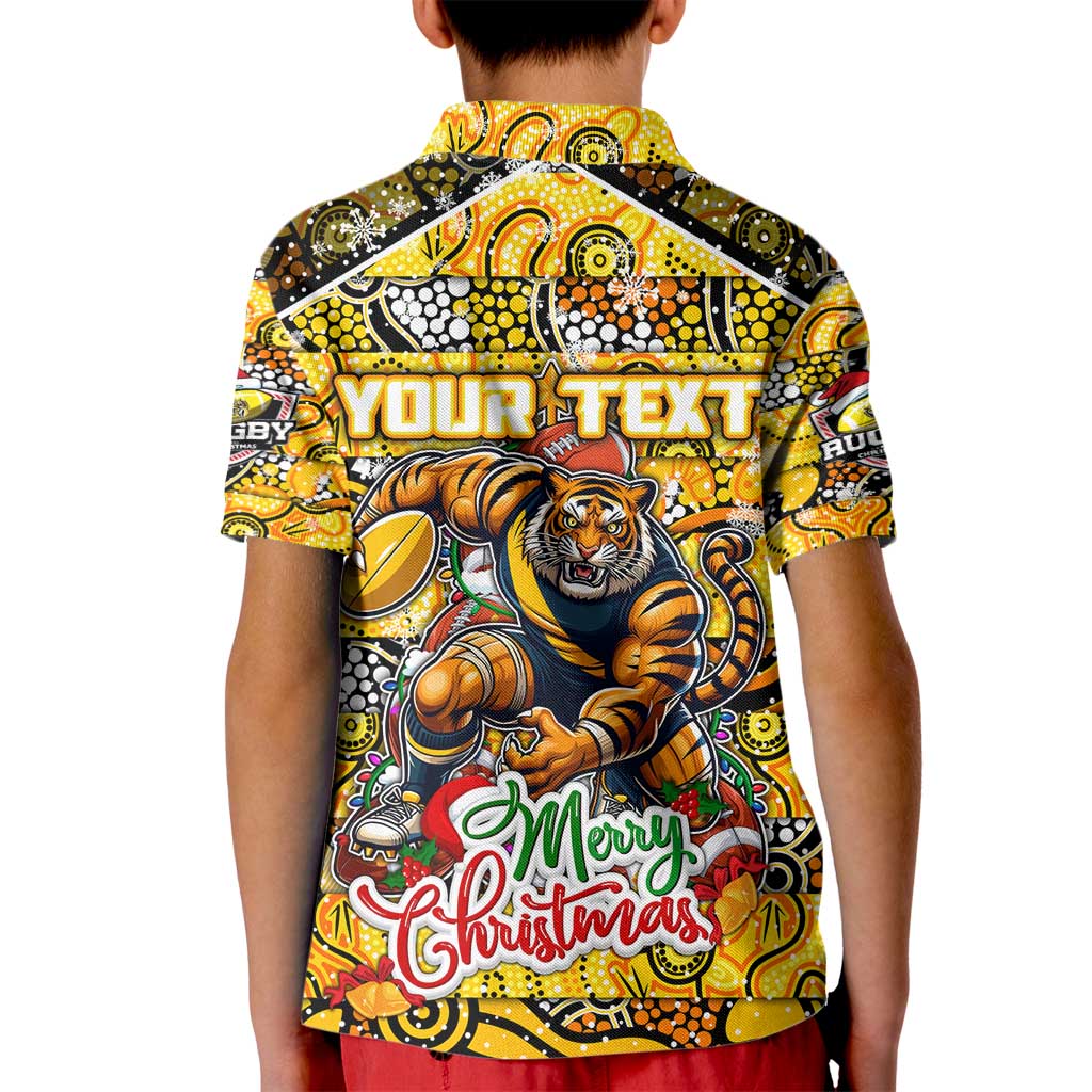 Custom Richmond Tigers Football Merry Christmas Kid Polo Shirt Indigenous Australian Art - Vibe Hoodie Shop
