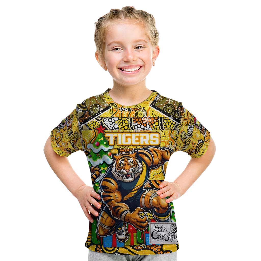 Custom Richmond Tigers Football Merry Christmas Kid T Shirt Indigenous Australian Art - Vibe Hoodie Shop