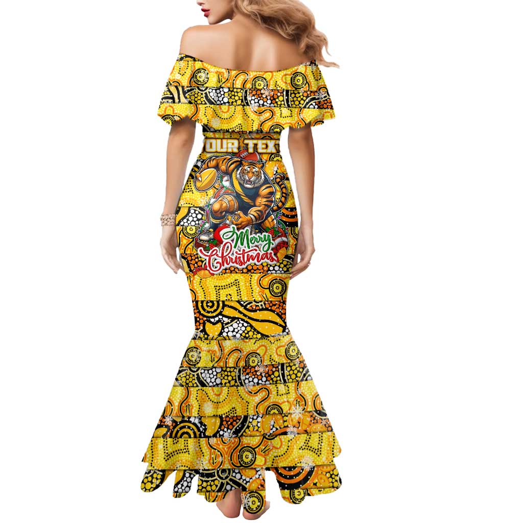 Custom Richmond Tigers Football Merry Christmas Mermaid Dress Indigenous Australian Art