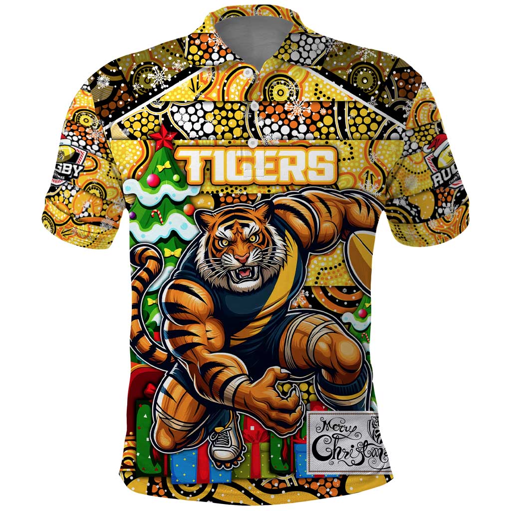 Custom Richmond Tigers Football Merry Christmas Polo Shirt Indigenous Australian Art - Vibe Hoodie Shop