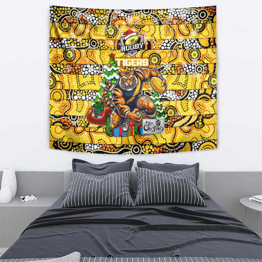 Richmond Tigers Football Merry Christmas Tapestry Indigenous Australian Art - Vibe Hoodie Shop