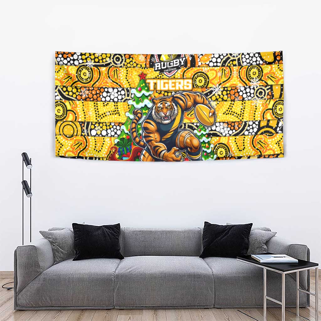 Richmond Tigers Football Merry Christmas Tapestry Indigenous Australian Art - Vibe Hoodie Shop