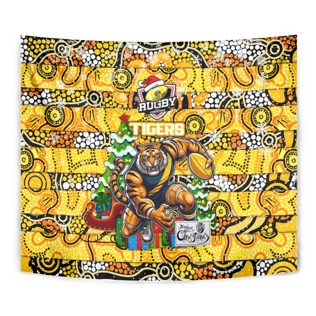 Richmond Tigers Football Merry Christmas Tapestry Indigenous Australian Art - Vibe Hoodie Shop