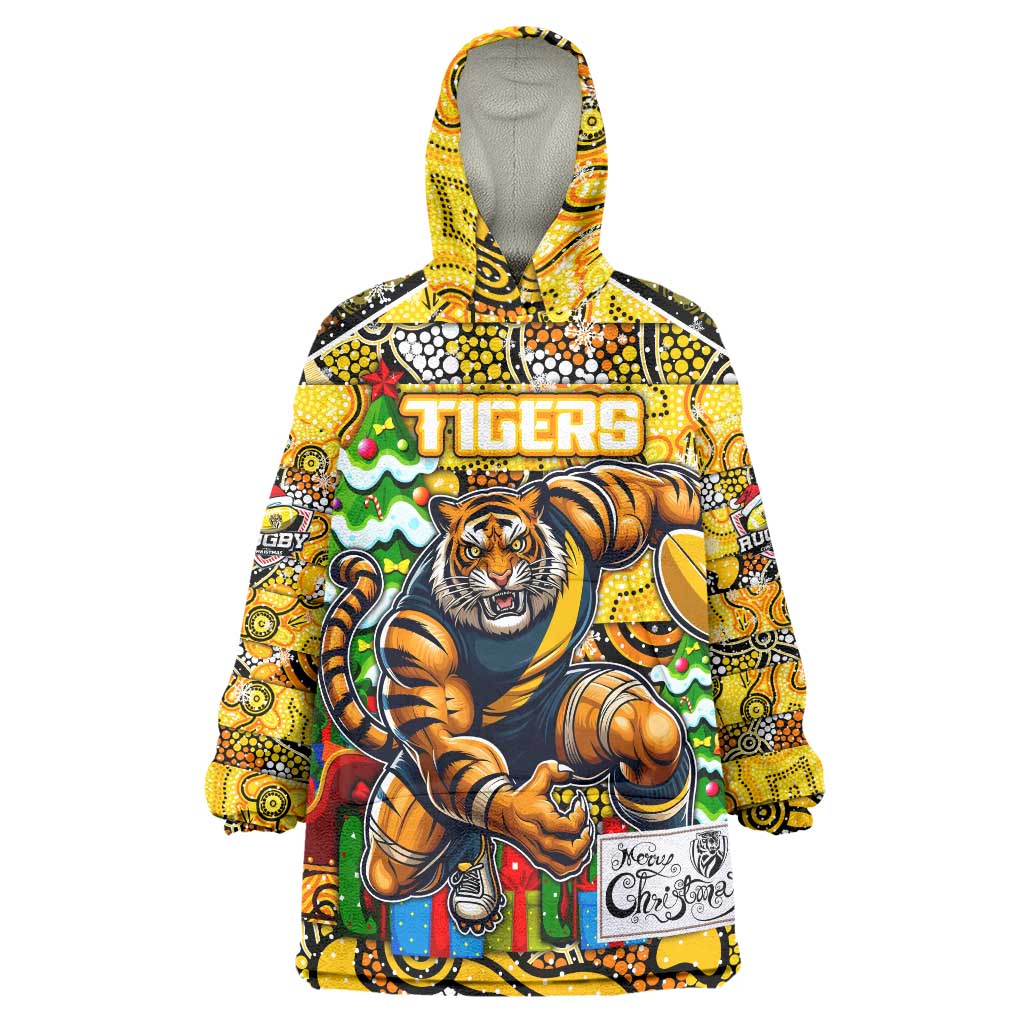 Custom Richmond Tigers Football Merry Christmas Wearable Blanket Hoodie Indigenous Australian Art - Vibe Hoodie Shop