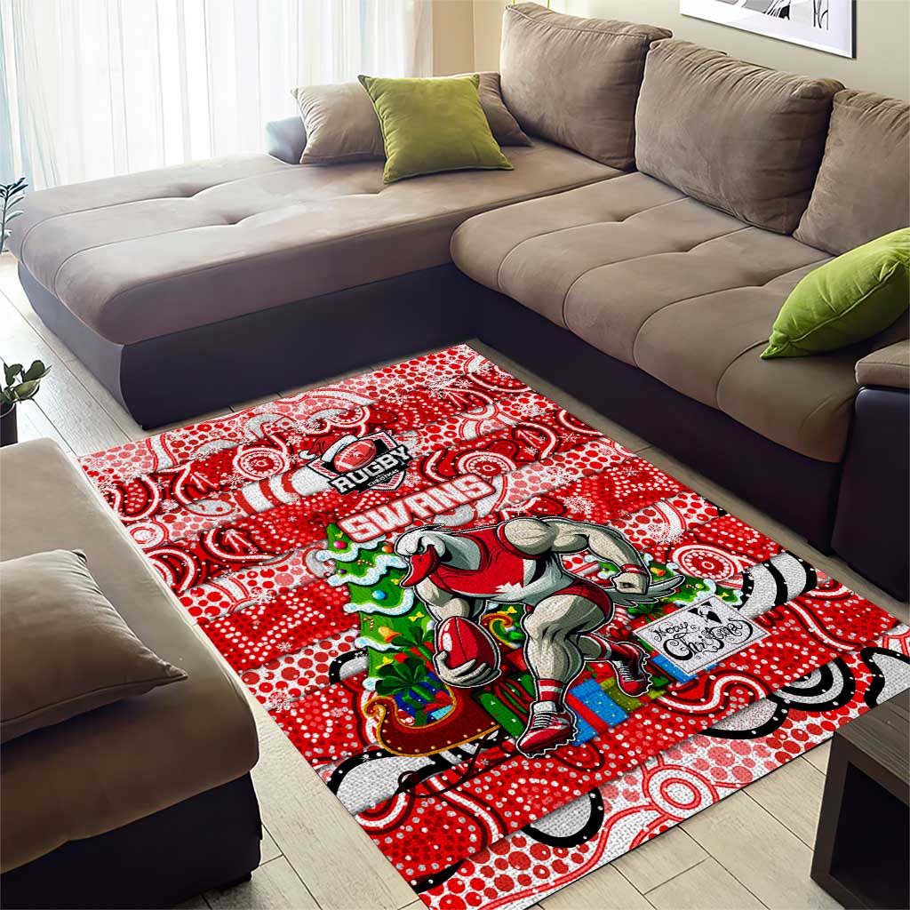 Swans Football Merry Christmas Area Rug Indigenous Australian Art - Vibe Hoodie Shop