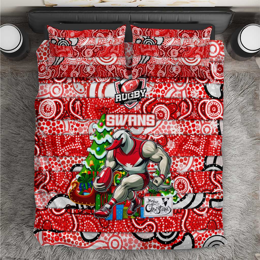 Swans Football Merry Christmas Bedding Set Indigenous Australian Art - Vibe Hoodie Shop