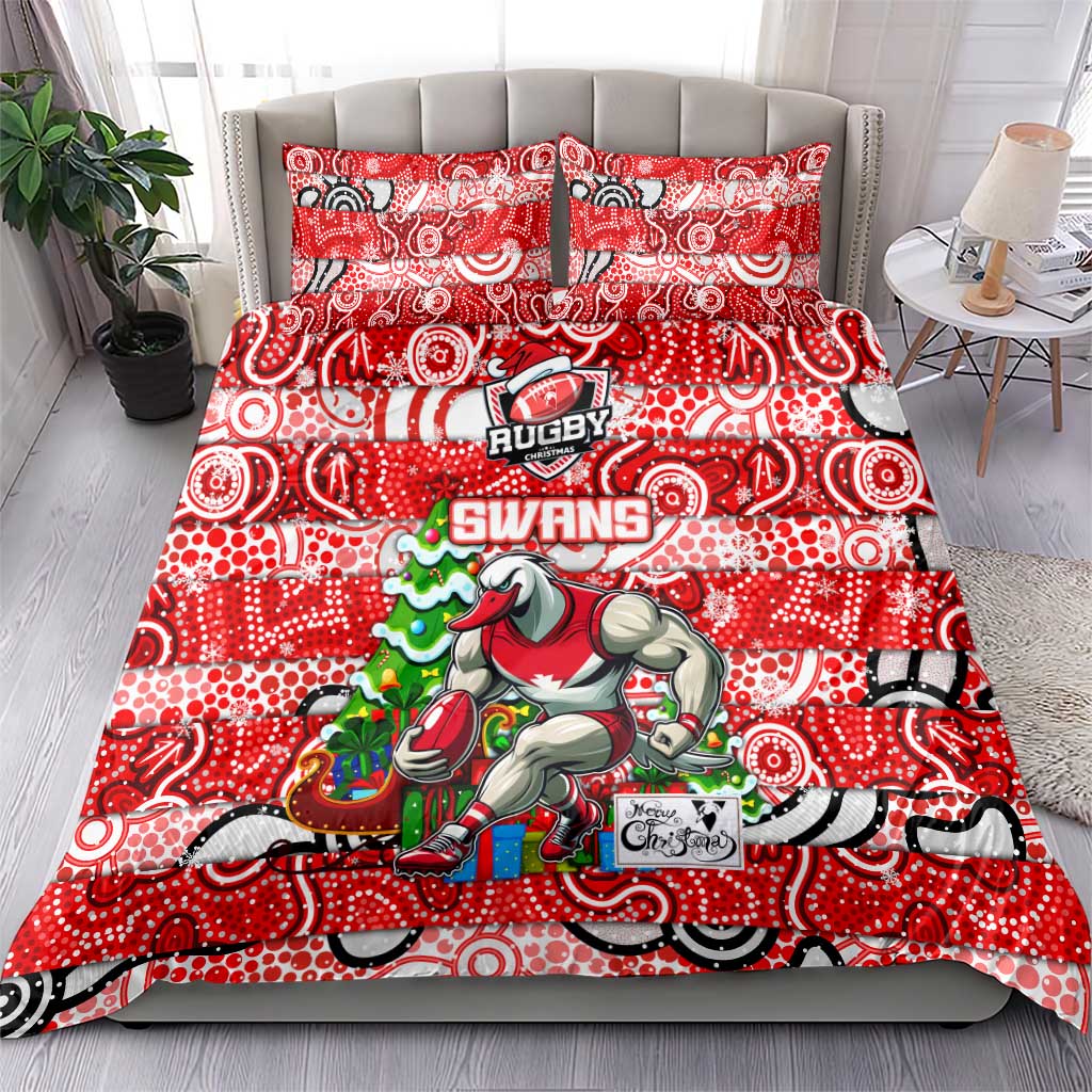 Swans Football Merry Christmas Bedding Set Indigenous Australian Art - Vibe Hoodie Shop