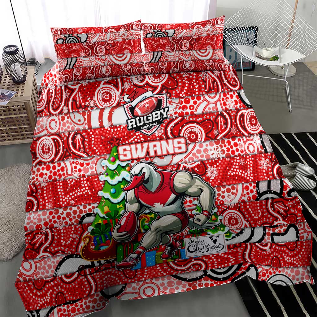 Swans Football Merry Christmas Bedding Set Indigenous Australian Art - Vibe Hoodie Shop