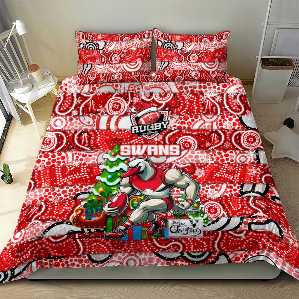 Swans Football Merry Christmas Bedding Set Indigenous Australian Art - Vibe Hoodie Shop