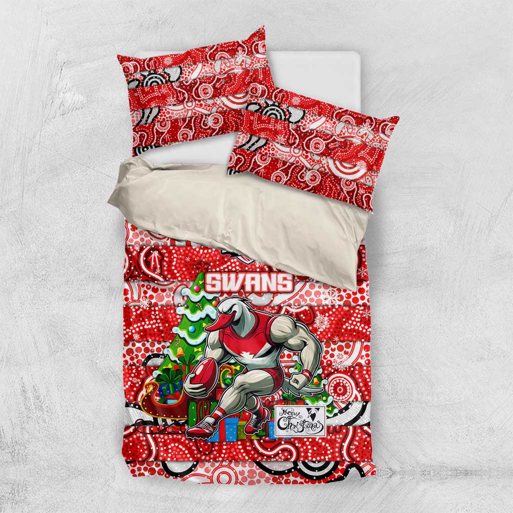 Swans Football Merry Christmas Bedding Set Indigenous Australian Art - Vibe Hoodie Shop