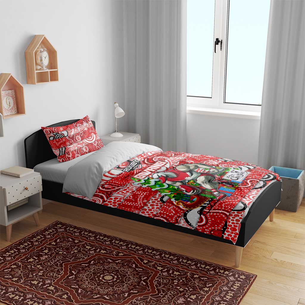 Swans Football Merry Christmas Bedding Set Indigenous Australian Art - Vibe Hoodie Shop
