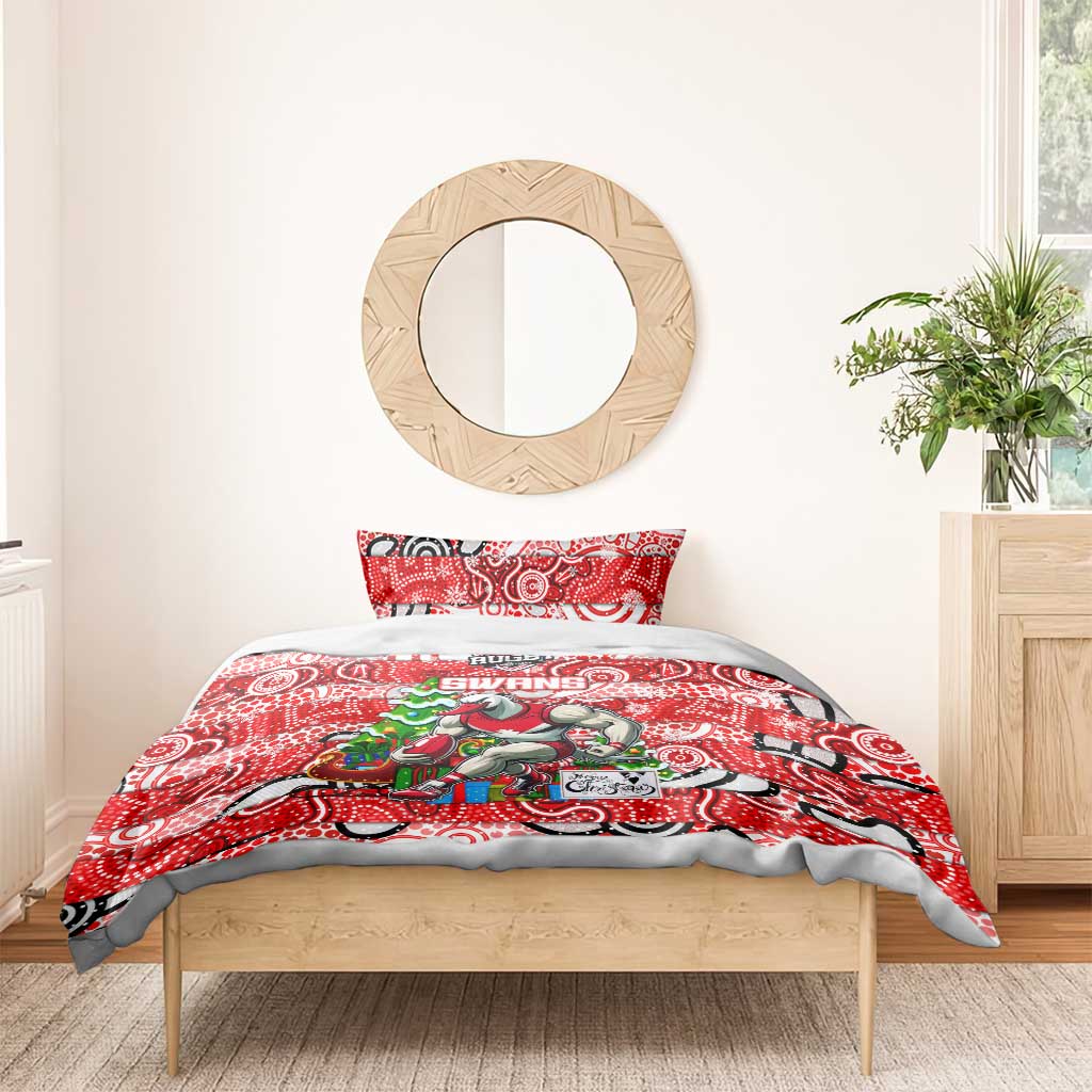 Swans Football Merry Christmas Bedding Set Indigenous Australian Art - Vibe Hoodie Shop