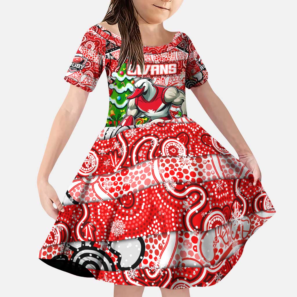 Custom Swans Rugby Merry Christmas Family Matching Puletasi and Hawaiian Shirt Indigenous Australian Art