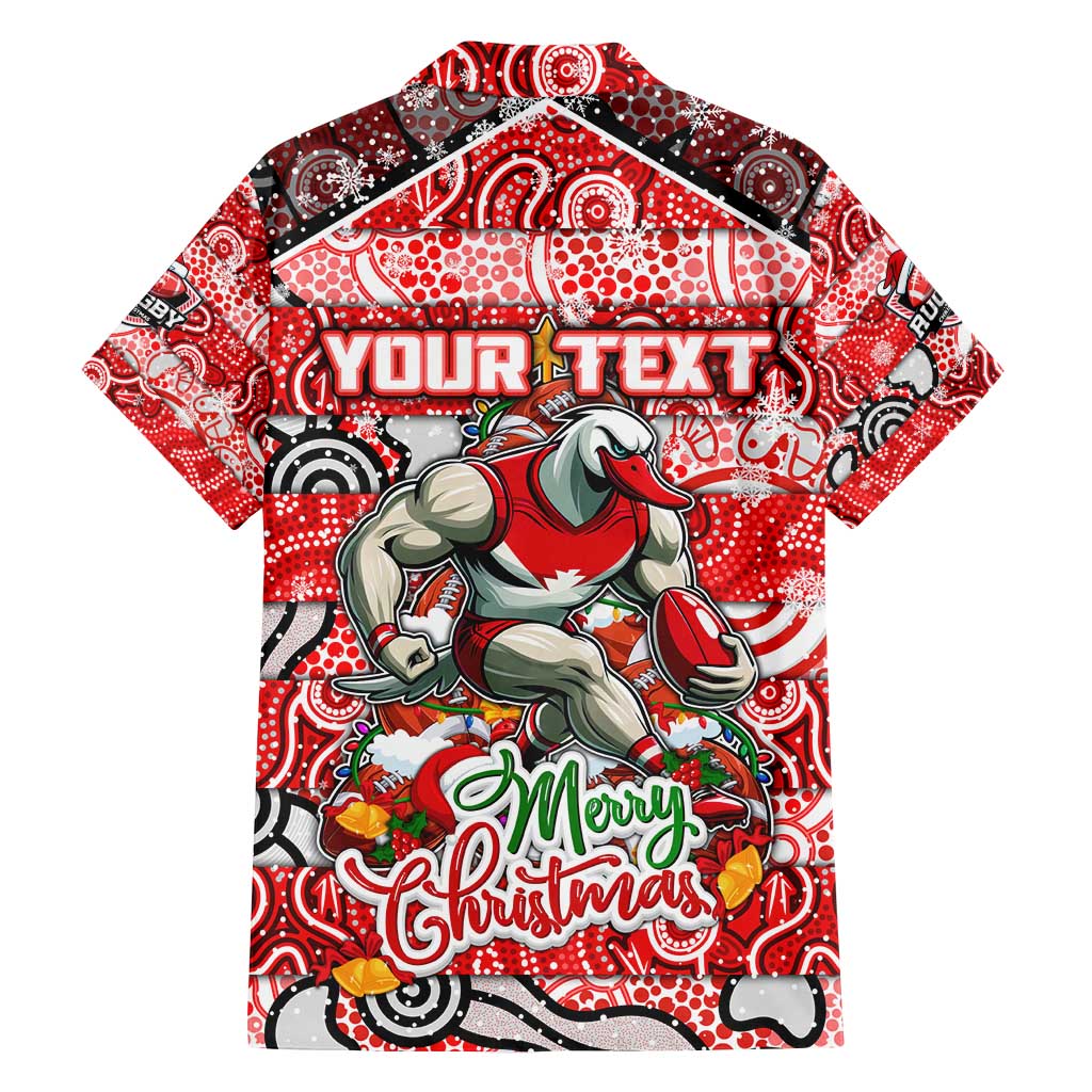 Custom Swans Rugby Merry Christmas Family Matching Puletasi and Hawaiian Shirt Indigenous Australian Art