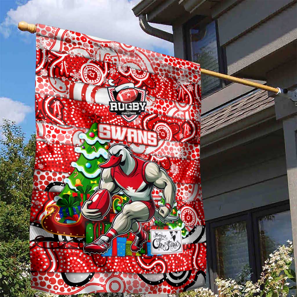 Swans Football Merry Christmas Garden Flag Indigenous Australian Art - Vibe Hoodie Shop