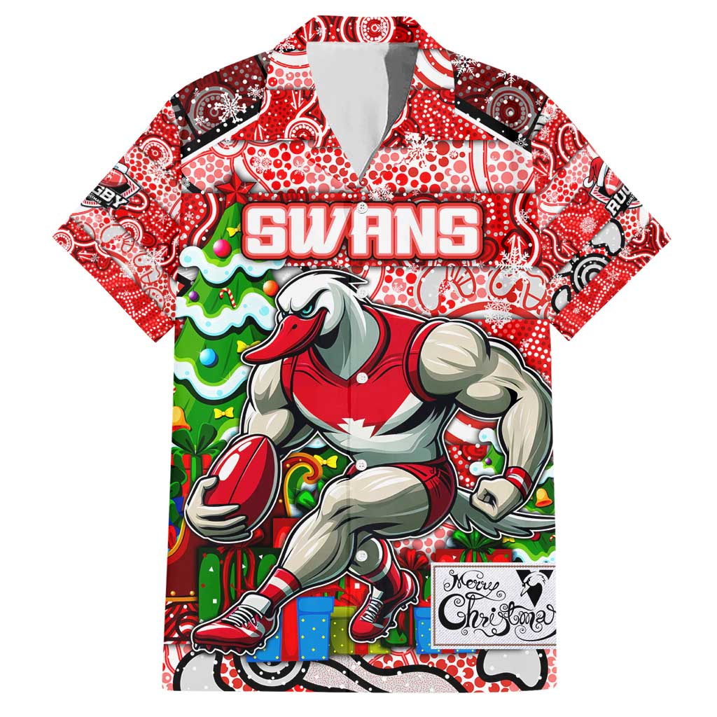 Custom Swans Football Merry Christmas Hawaiian Shirt Indigenous Australian Art - Vibe Hoodie Shop