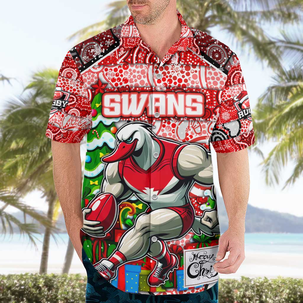 Custom Swans Football Merry Christmas Hawaiian Shirt Indigenous Australian Art - Vibe Hoodie Shop