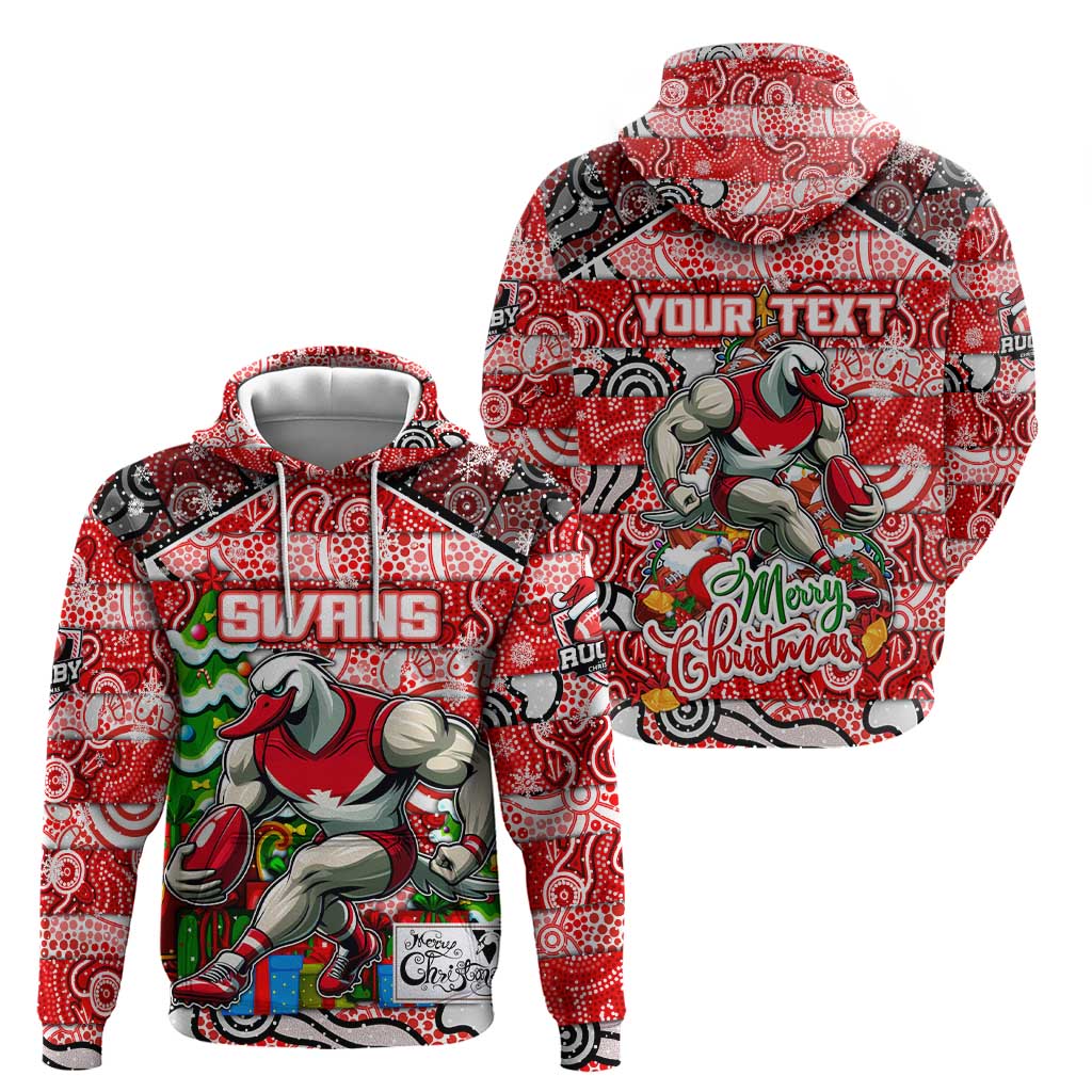 Custom Swans Football Merry Christmas Hoodie Indigenous Australian Art - Vibe Hoodie Shop