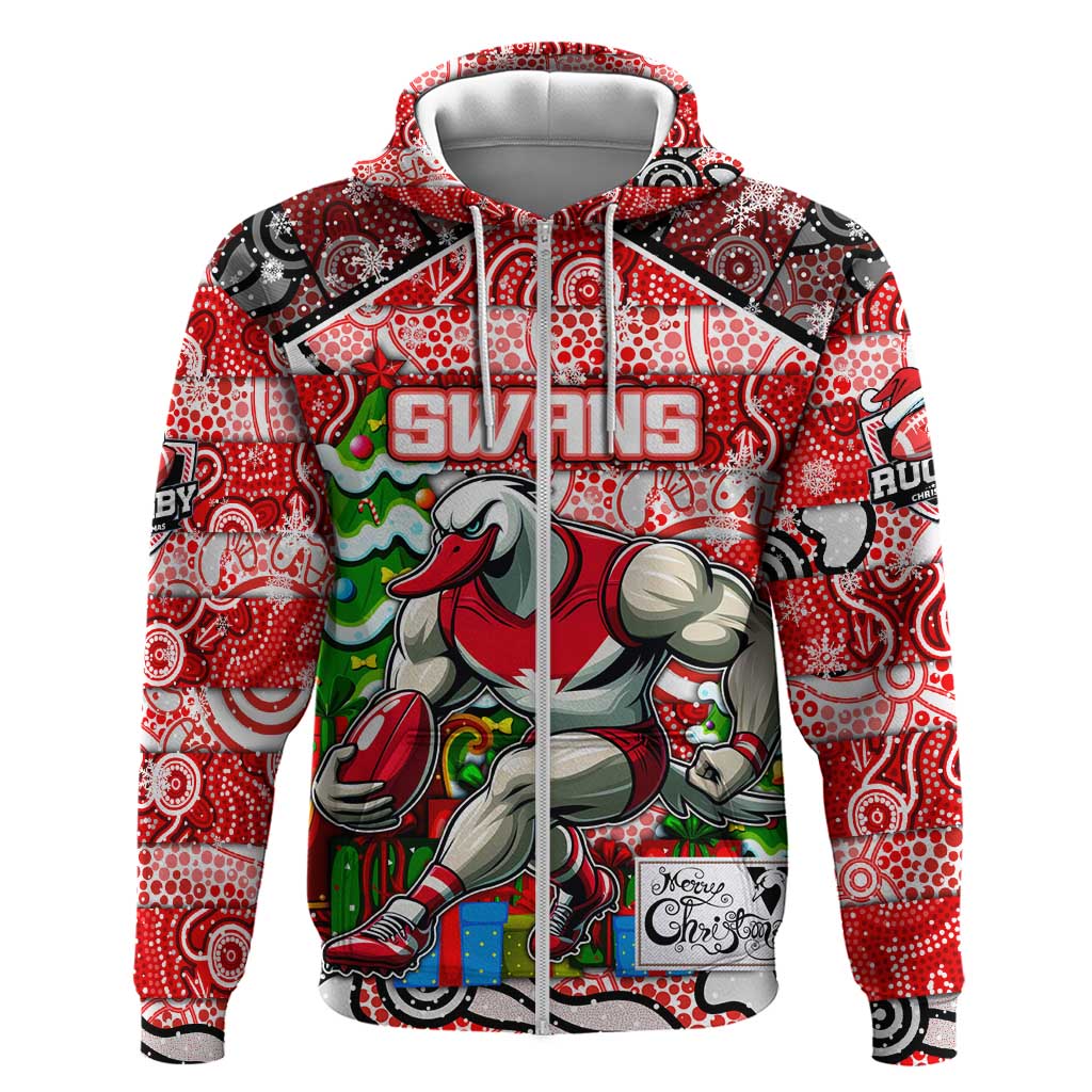 Custom Swans Football Merry Christmas Hoodie Indigenous Australian Art - Vibe Hoodie Shop