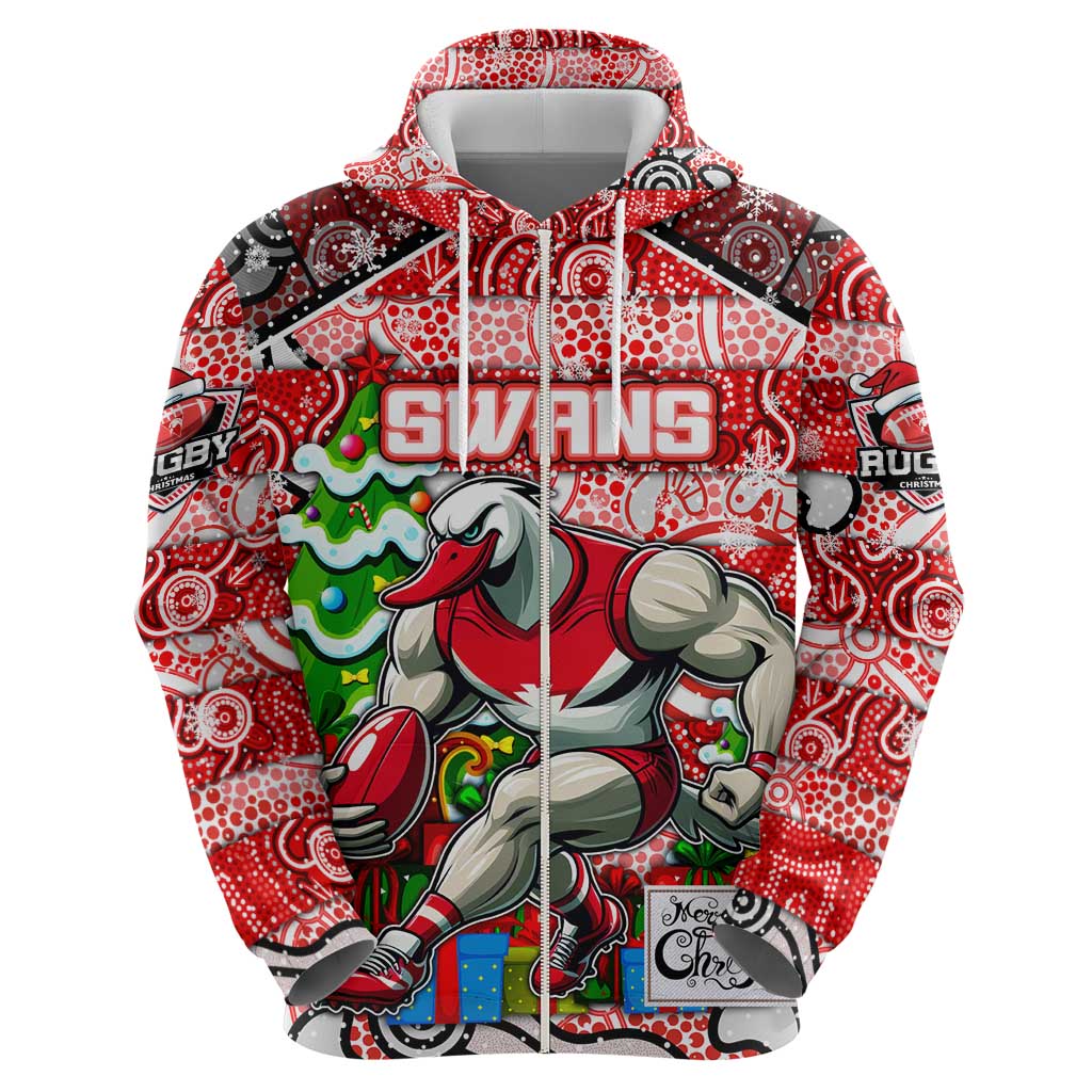 Custom Swans Football Merry Christmas Hoodie Indigenous Australian Art - Vibe Hoodie Shop