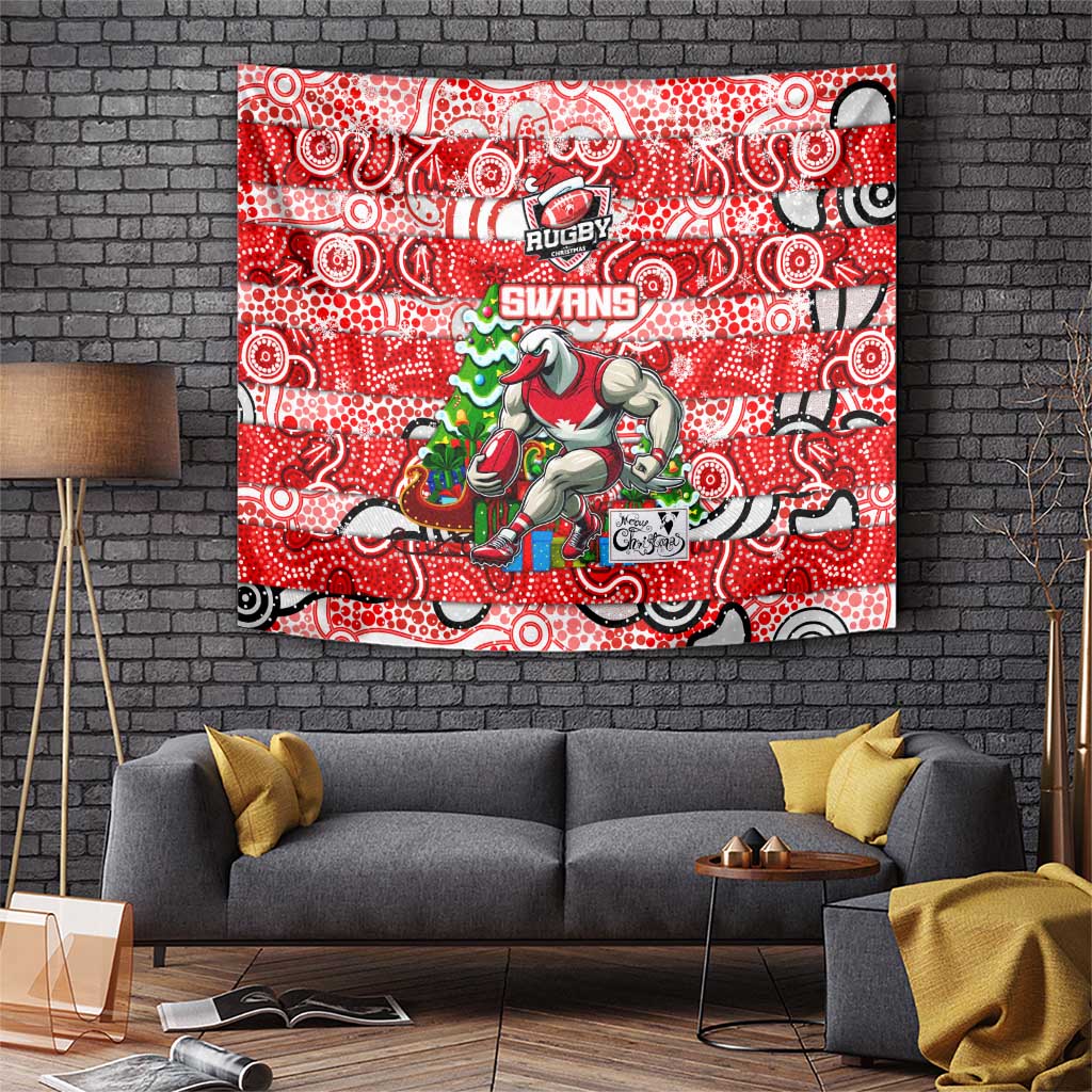 Swans Football Merry Christmas Tapestry Indigenous Australian Art - Vibe Hoodie Shop