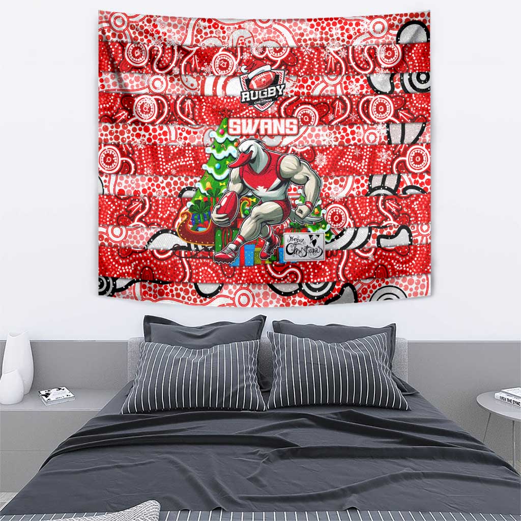 Swans Football Merry Christmas Tapestry Indigenous Australian Art - Vibe Hoodie Shop