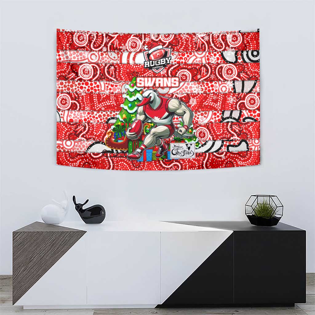 Swans Football Merry Christmas Tapestry Indigenous Australian Art - Vibe Hoodie Shop