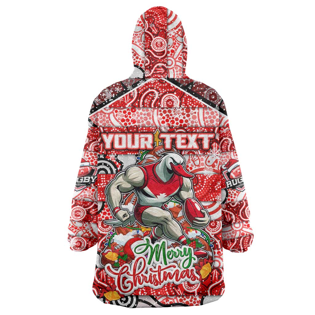 Custom Swans Football Merry Christmas Wearable Blanket Hoodie Indigenous Australian Art - Vibe Hoodie Shop