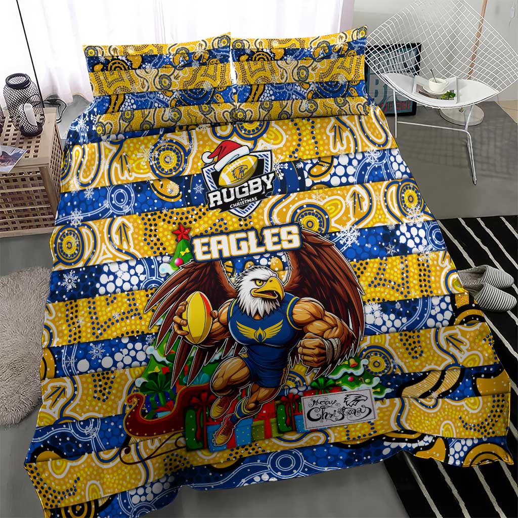 Eagles Football Merry Christmas Bedding Set Indigenous Australian Art - Vibe Hoodie Shop