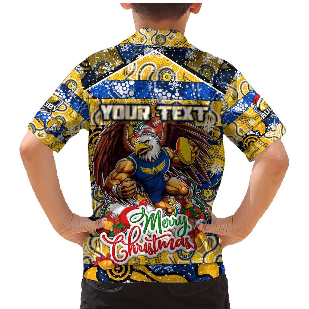 Custom Eagles Rugby Merry Christmas Family Matching Mermaid Dress and Hawaiian Shirt Indigenous Australian Art