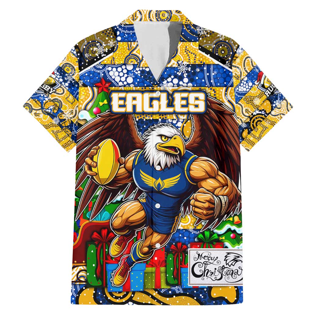 Custom Eagles Rugby Merry Christmas Family Matching Mermaid Dress and Hawaiian Shirt Indigenous Australian Art