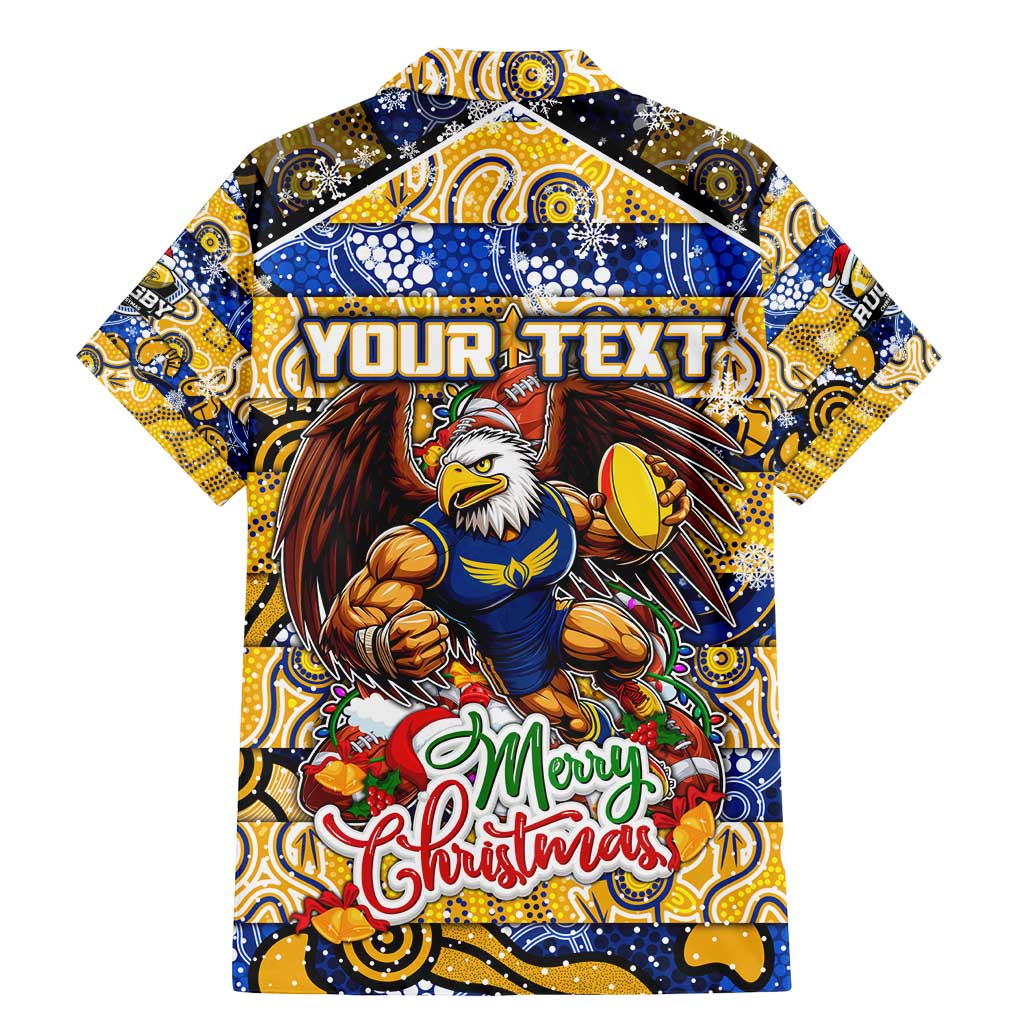 Custom Eagles Rugby Merry Christmas Family Matching Mermaid Dress and Hawaiian Shirt Indigenous Australian Art