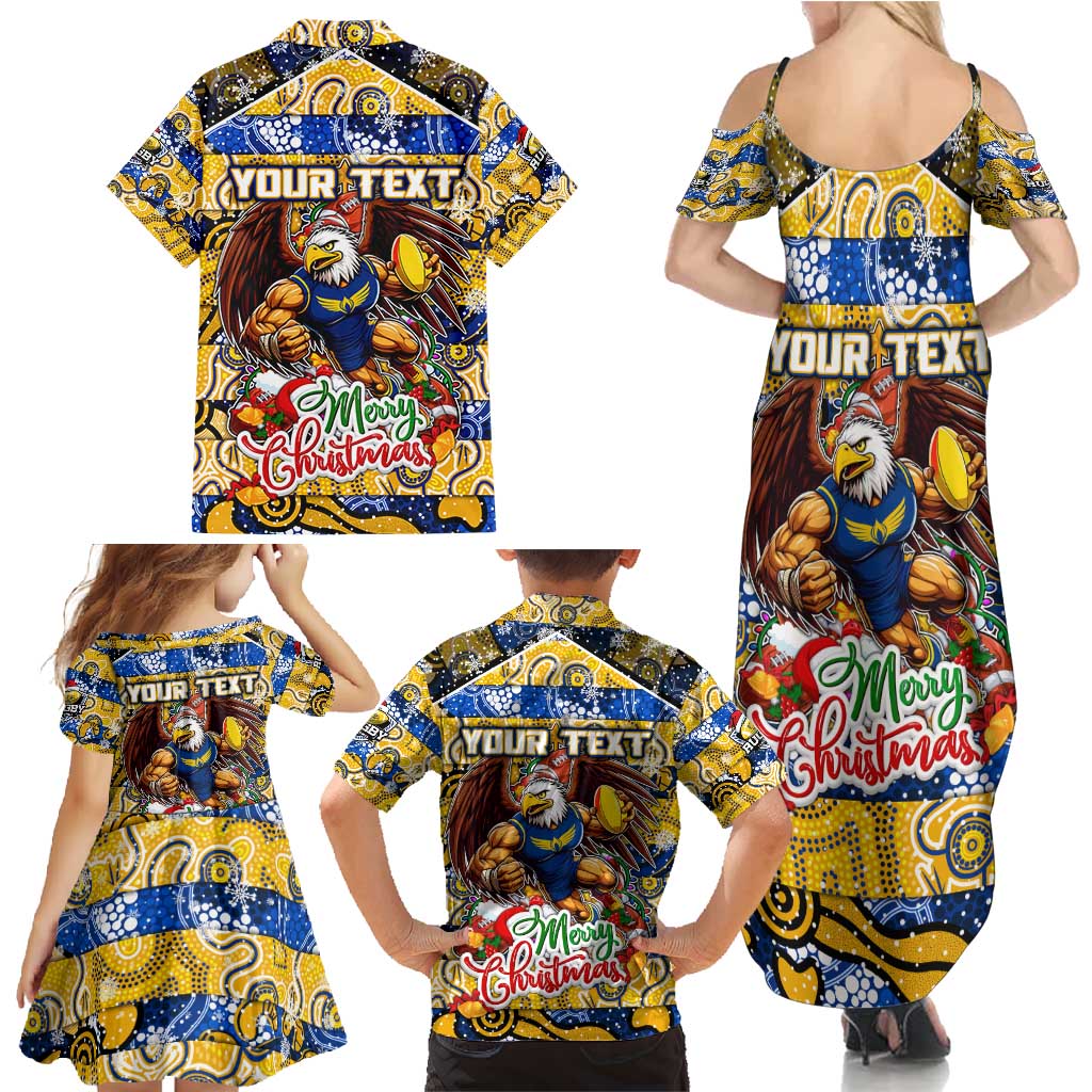 Custom Eagles Rugby Merry Christmas Family Matching Summer Maxi Dress and Hawaiian Shirt Indigenous Australian Art