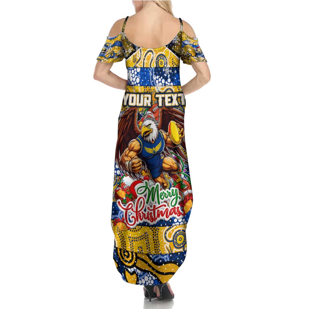 Custom Eagles Rugby Merry Christmas Family Matching Summer Maxi Dress and Hawaiian Shirt Indigenous Australian Art