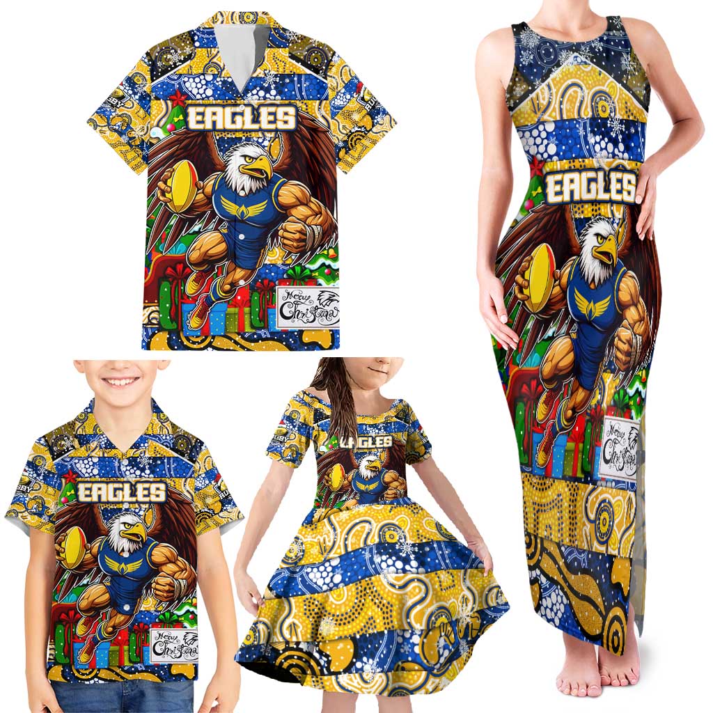 Custom Eagles Rugby Merry Christmas Family Matching Tank Maxi Dress and Hawaiian Shirt Indigenous Australian Art